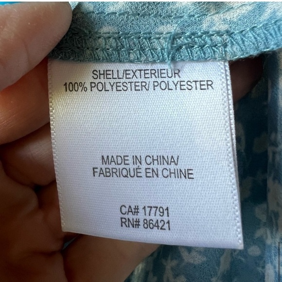 ATELIER INDUSTAIE | Blue floral pocket ruffle puff shirt sleeve button up shirt - Picture 9 of 13